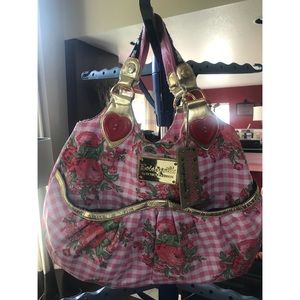 Betsey Johnson Plaid Rose Printed Tote